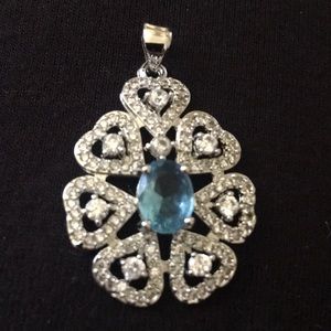 Beautiful Pave Diamond CZ 925. Topaz Pendant